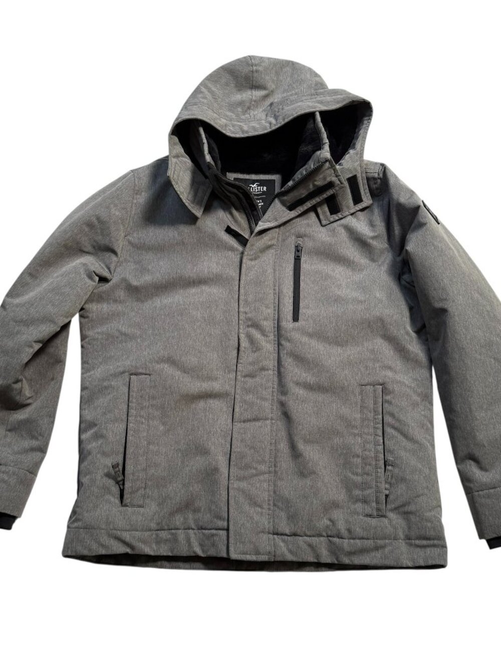 Hollister All-Weather Collection Mens XL Gray Parka Faux Fur Lined Jacket